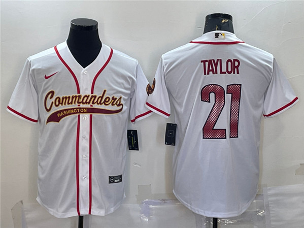 Men's Washington Commanders #21 Sean Taylor White With Patch Cool Base Stitched Jersey